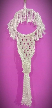 Handicraft Macrame Thick knot Beads Festival off White Wall Hanging/Wall Decor ForHome Office Toran - Free Size, Cane, Toran, Pack of1